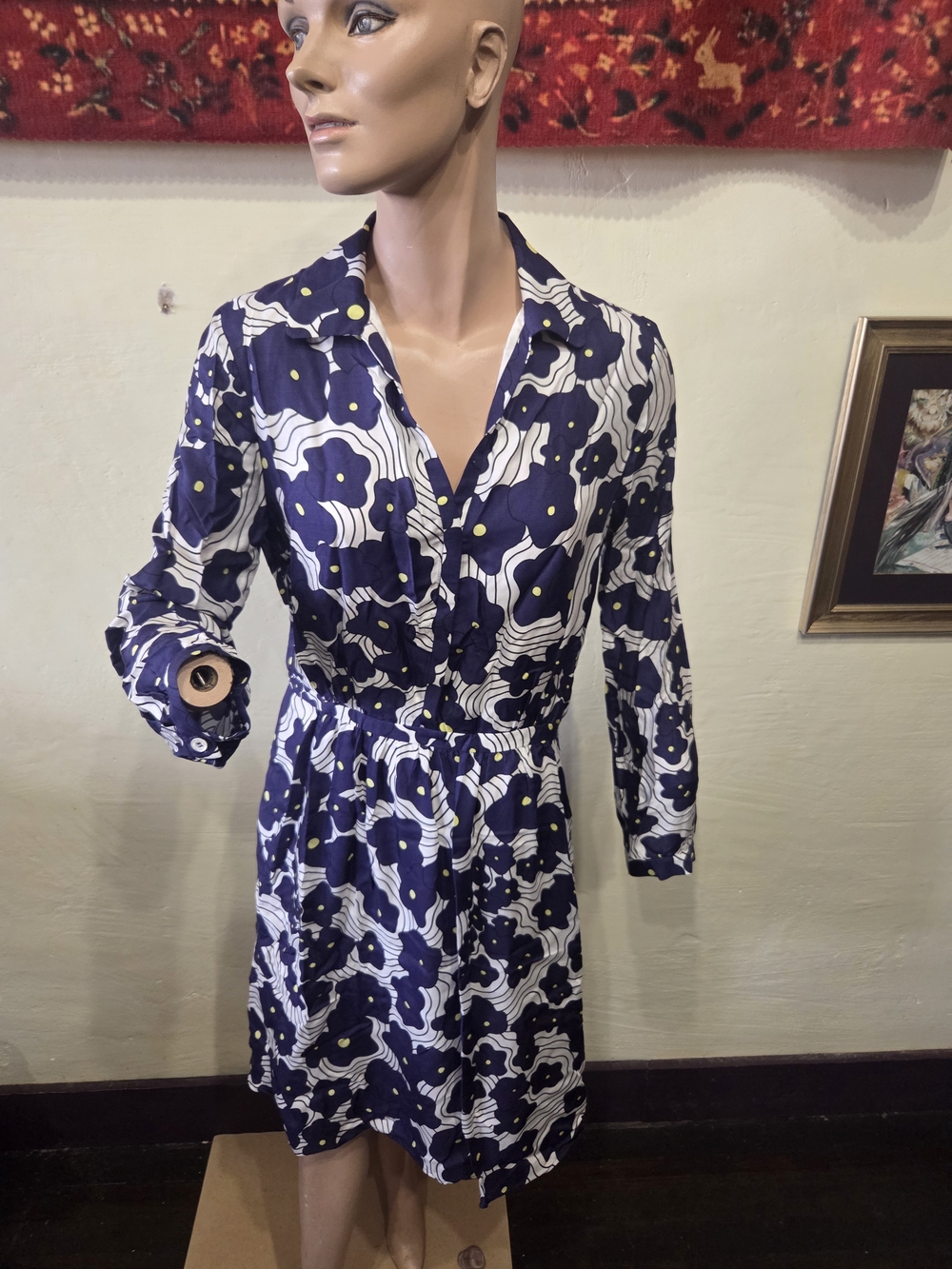 Paul & Joe Abstract Print Long Sleeve shirtwaist Dress Size 42